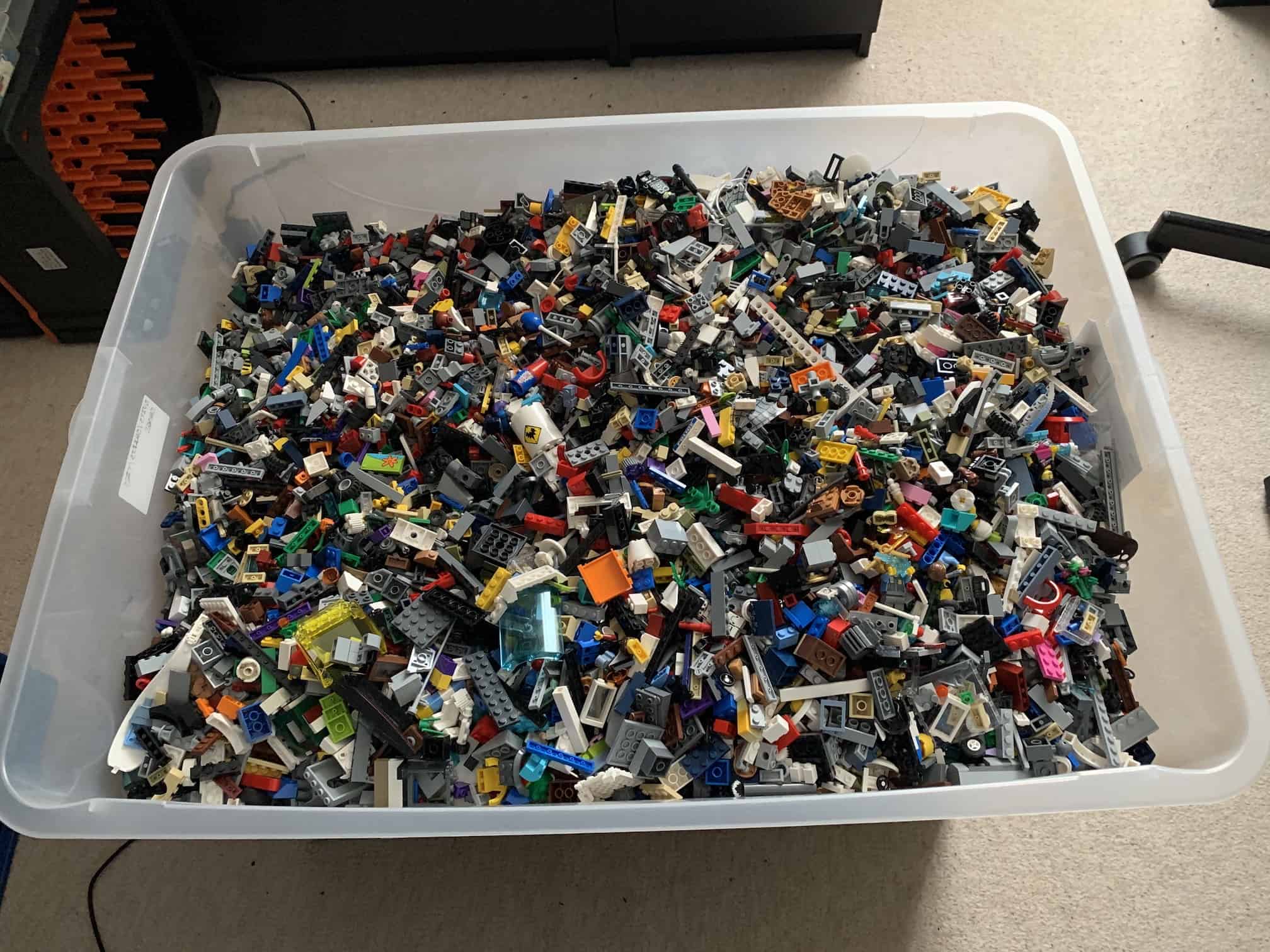 A tub full of LEGO pieces