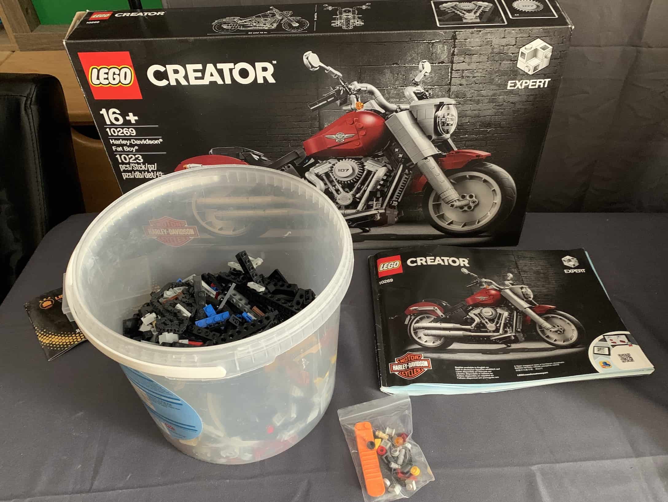 Fat boy all pieces in a bucket