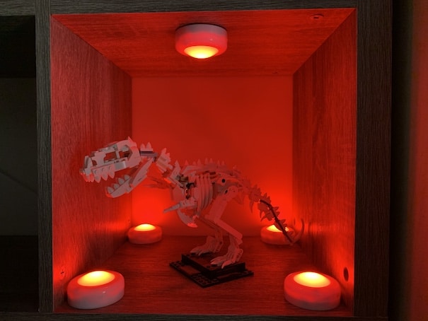 T-Rex under red lights