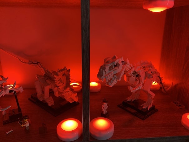 Shot from above under red light