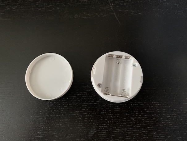 Under cabinet LED open showing the battery compartment